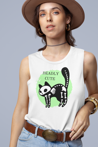 Deadly Cute Cat Halloween tank top