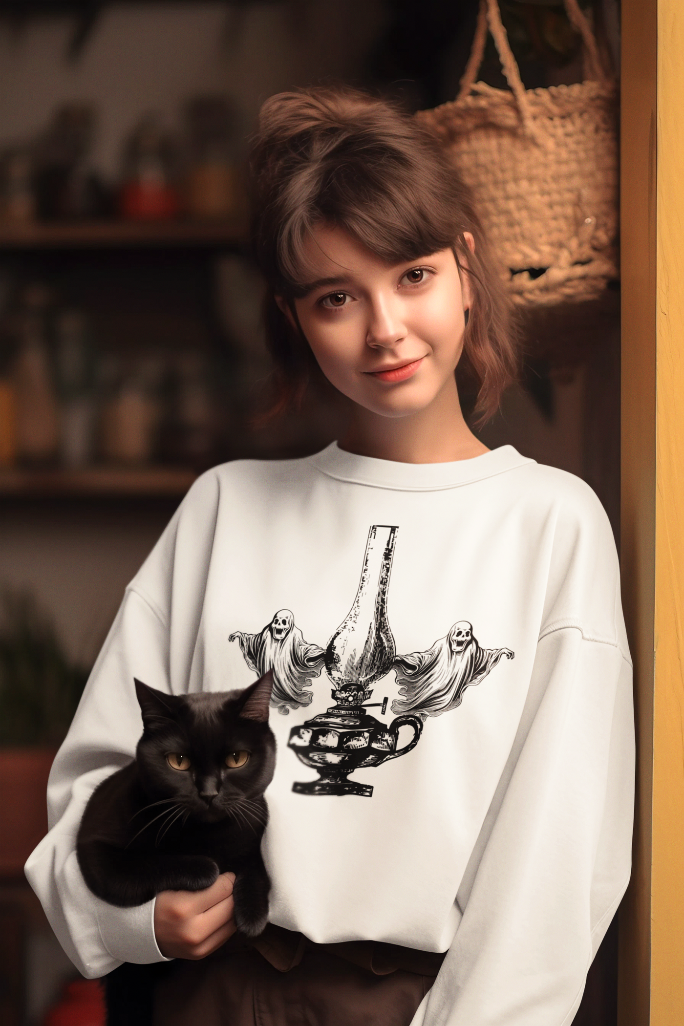 Ghost Lamp Halloween Crewneck Sweatshirt