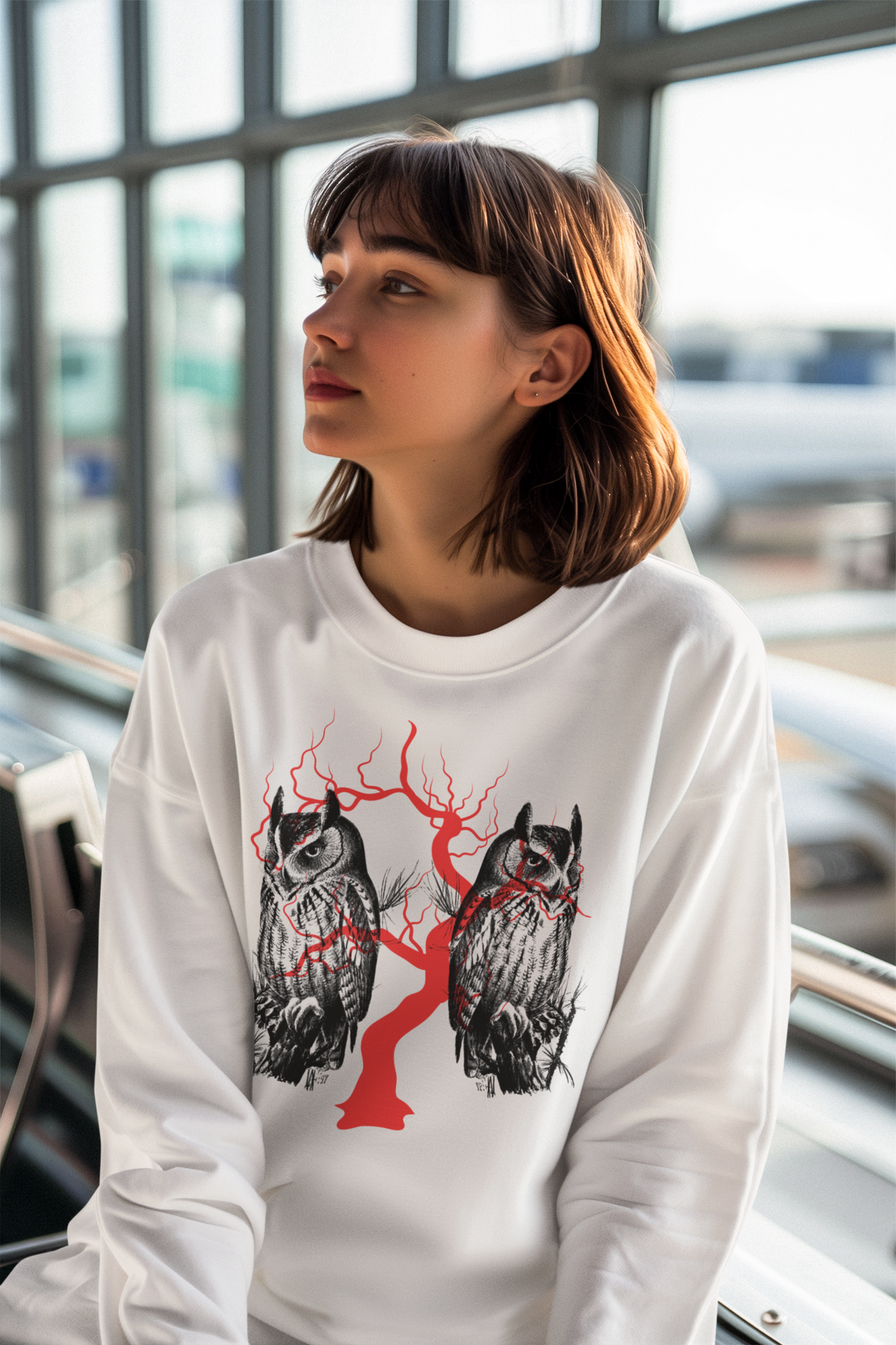 Owl Tree Halloween Crewneck Sweatshirt