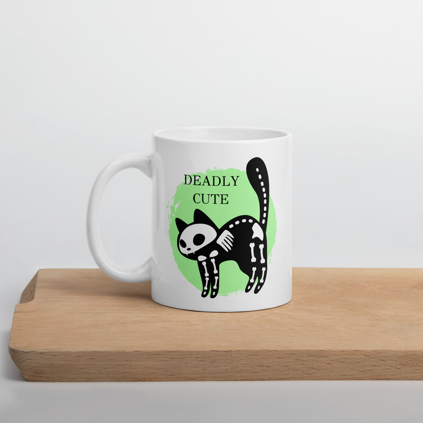 Deadly Cute Cat White glossy mug