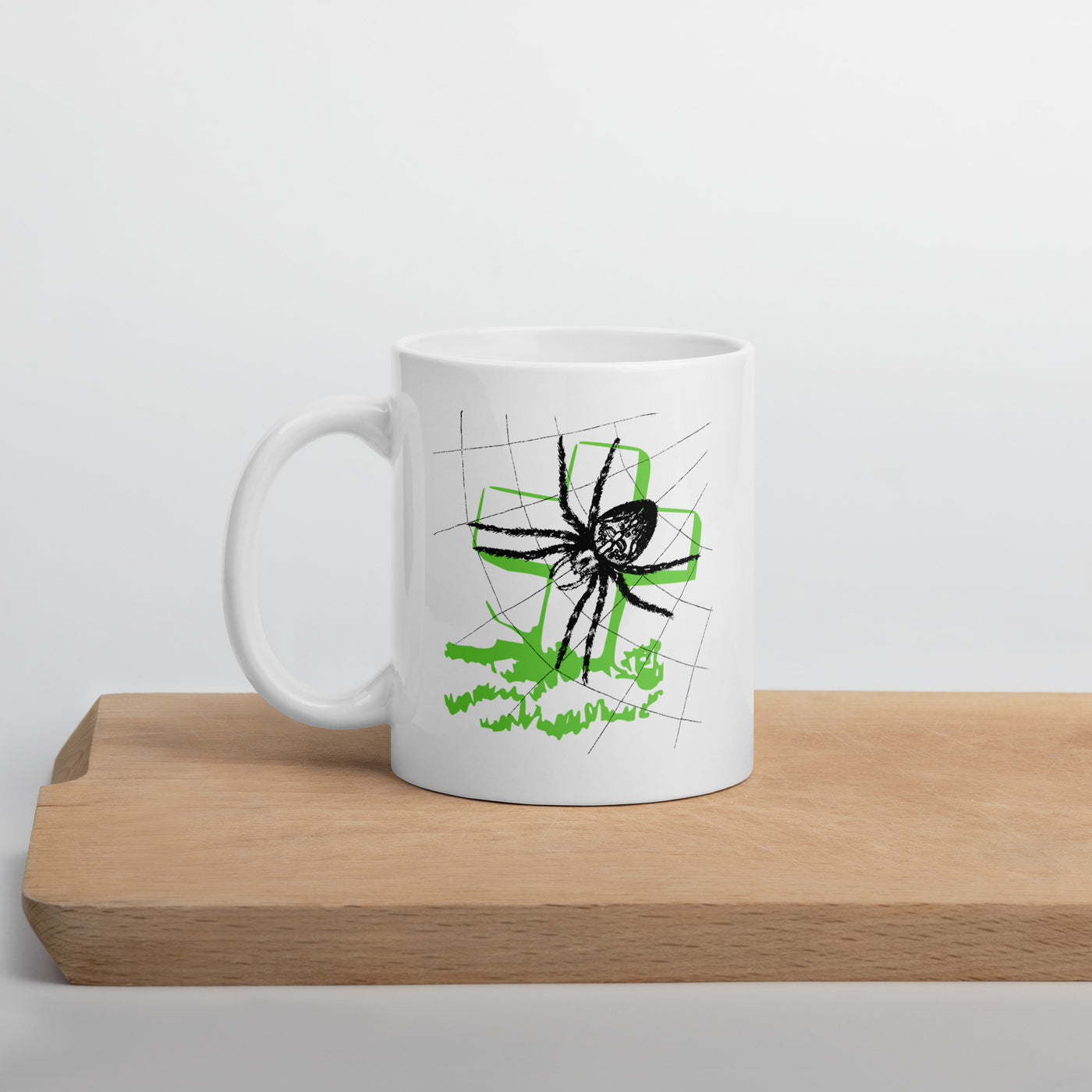 Spider Tombstone Halloween White glossy mug