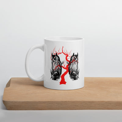 Owl Tree Halloween White glossy mug