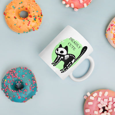 Deadly Cute Cat White glossy mug