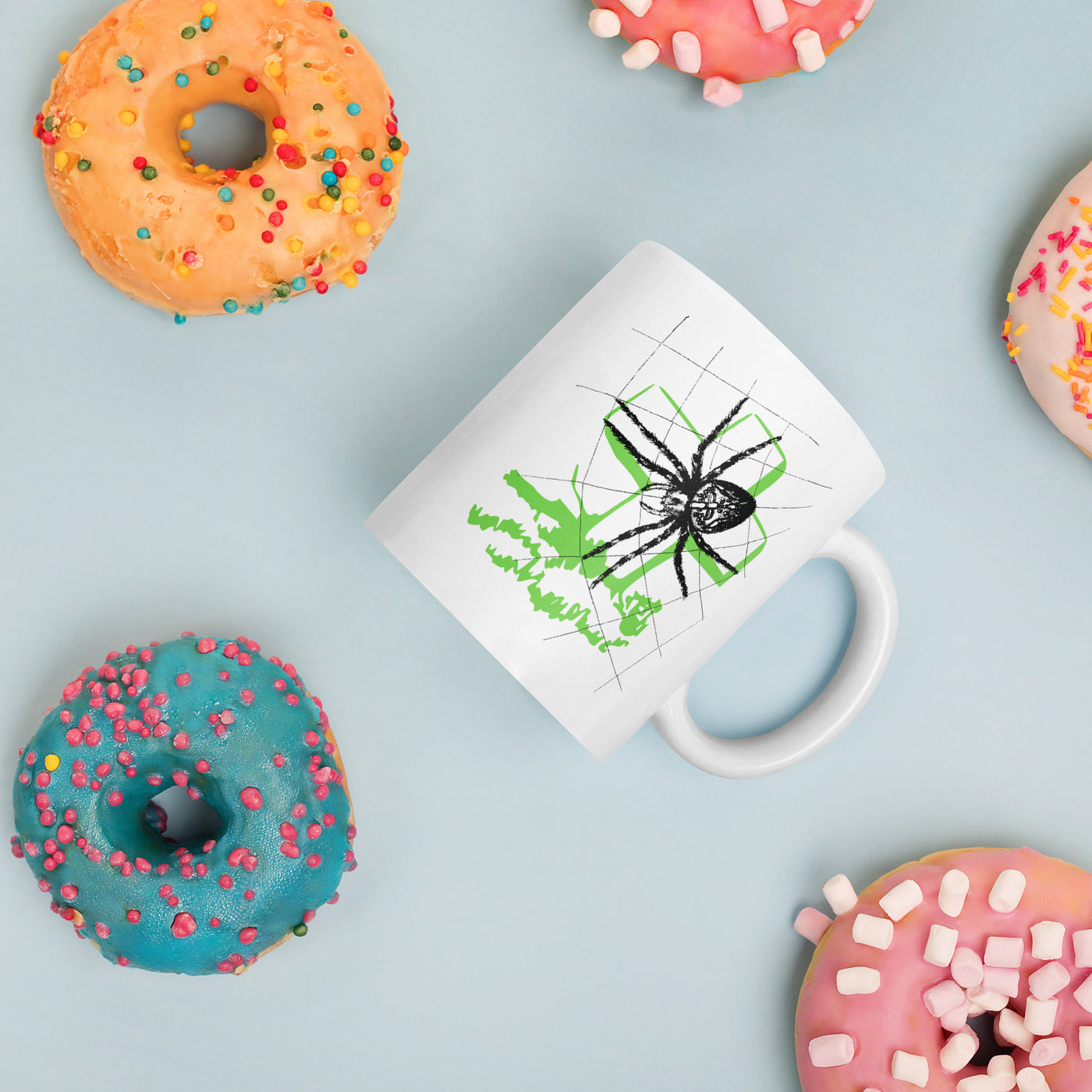 Spider Tombstone Halloween White glossy mug