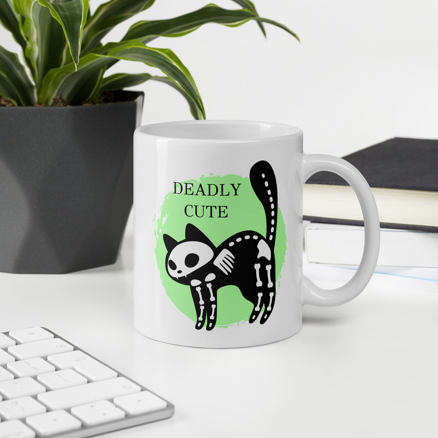 Deadly Cute Cat White glossy mug