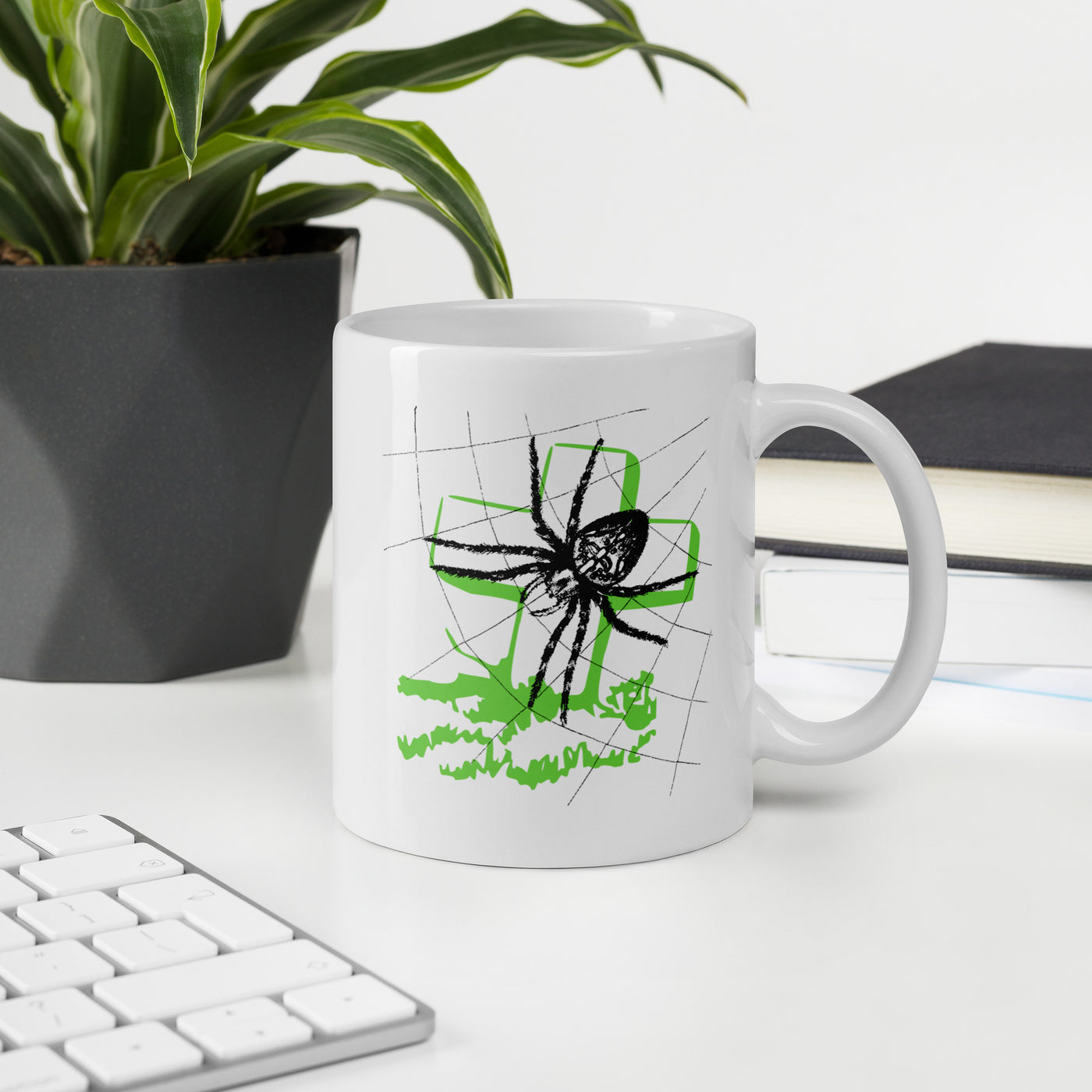 Spider Tombstone Halloween White glossy mug