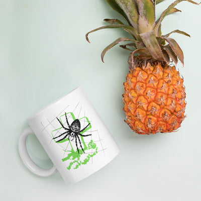 Spider Tombstone Halloween White glossy mug