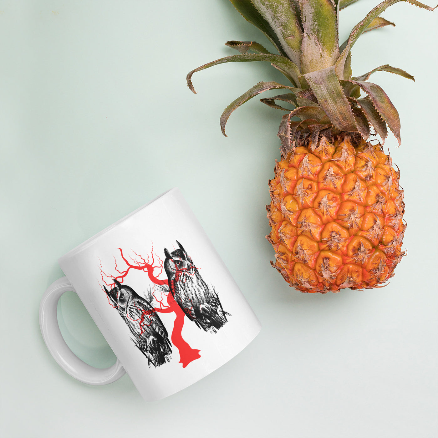 Owl Tree Halloween White glossy mug