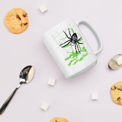 Spider Tombstone Halloween White glossy mug