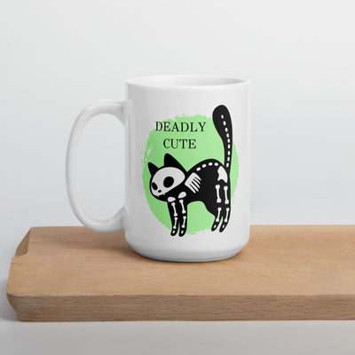 Deadly Cute Cat White glossy mug