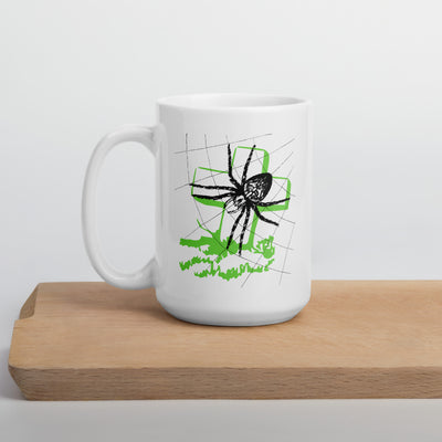 Spider Tombstone Halloween White glossy mug