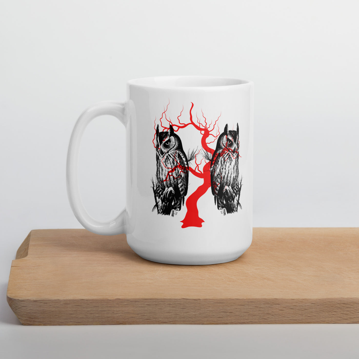 Owl Tree Halloween White glossy mug