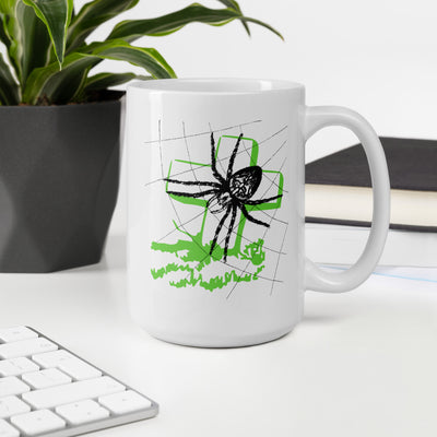 Spider Tombstone Halloween White glossy mug