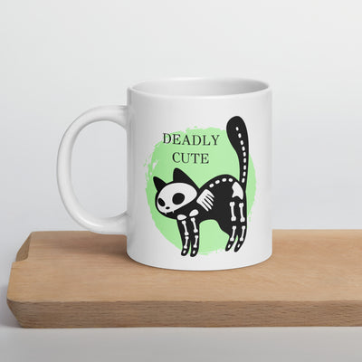 Deadly Cute Cat White glossy mug