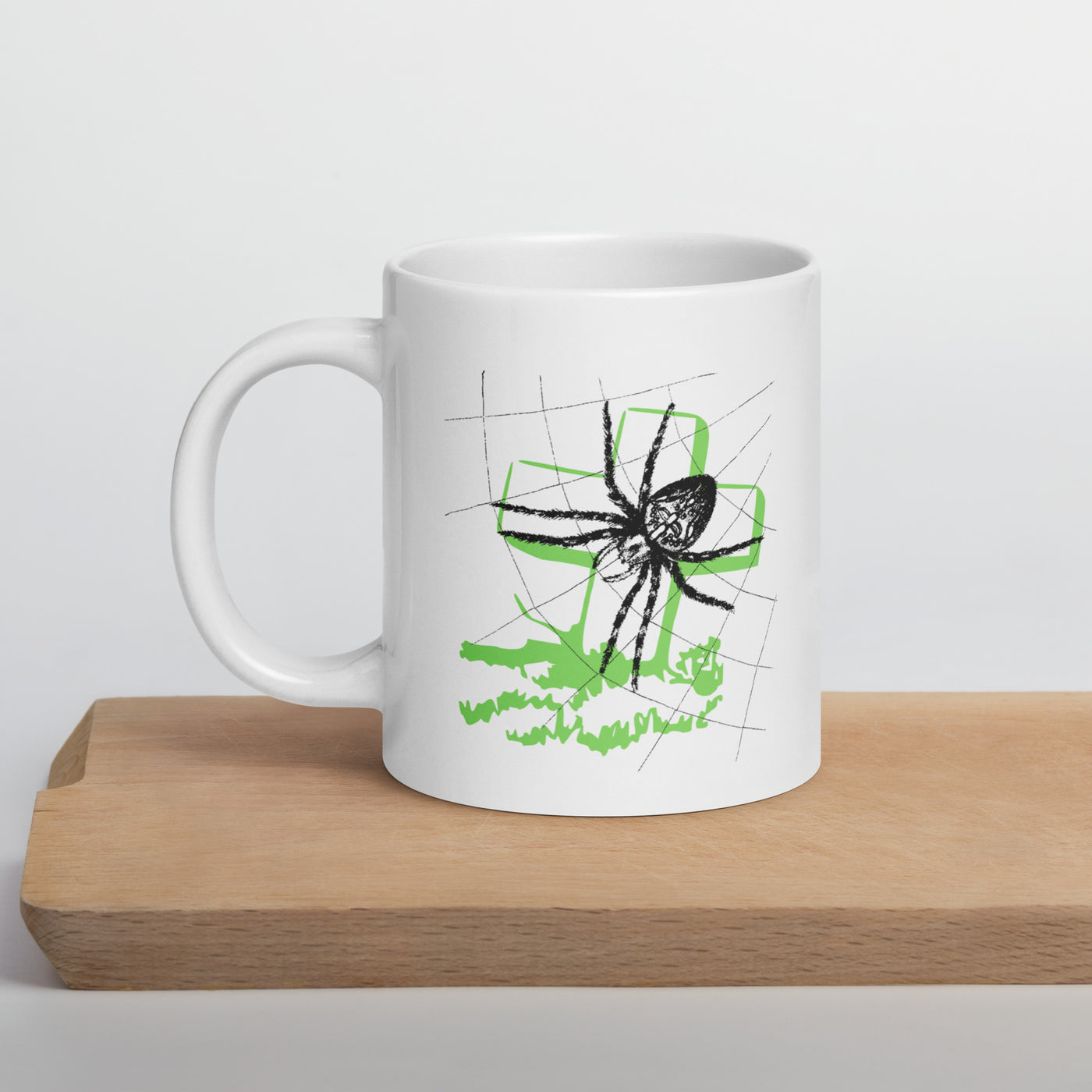 Spider Tombstone Halloween White glossy mug