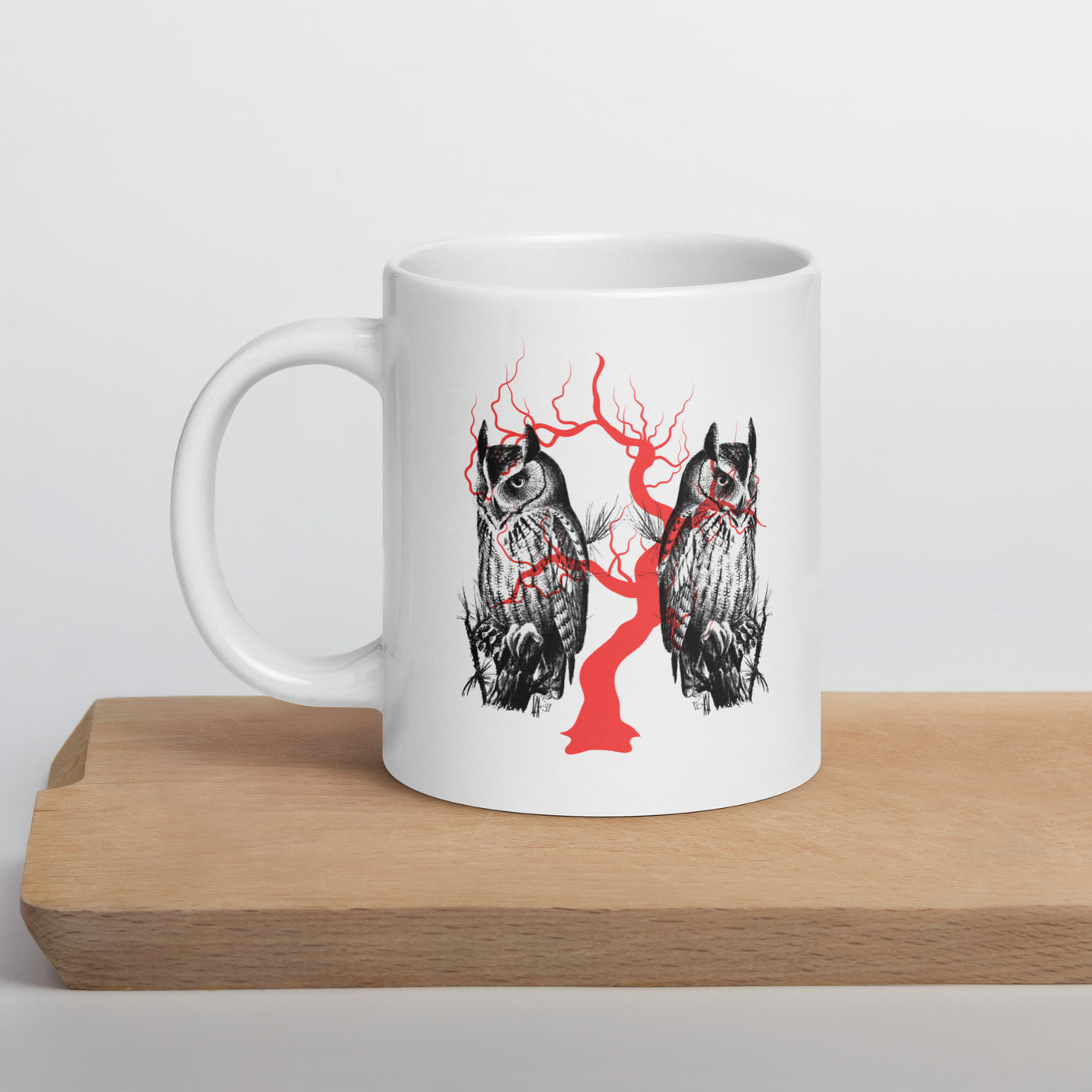 Owl Tree Halloween White glossy mug