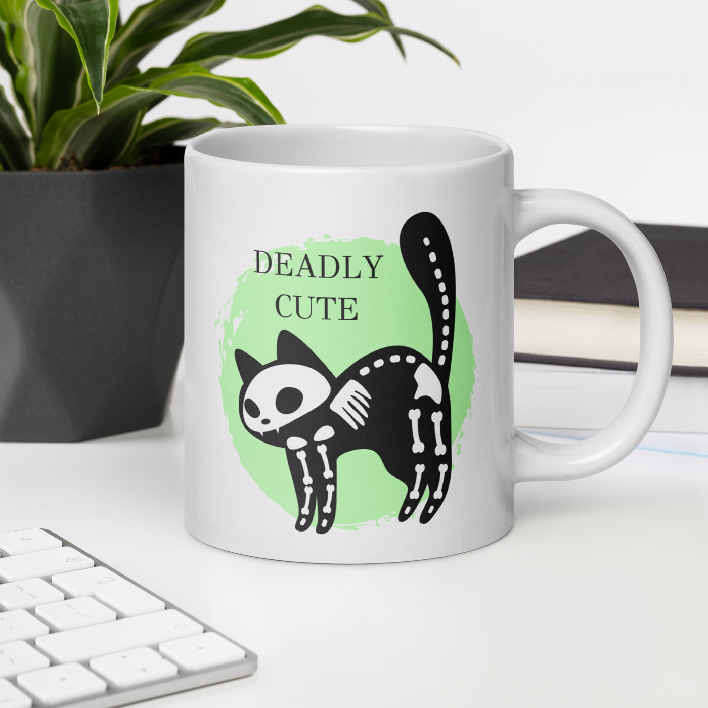 Deadly Cute Cat White glossy mug