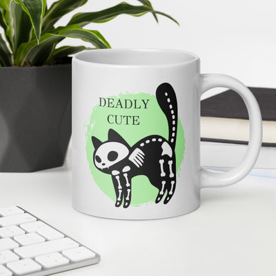 Deadly Cute Cat White glossy mug