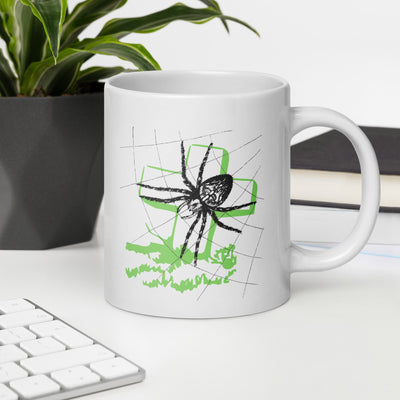 Spider Tombstone Halloween White glossy mug