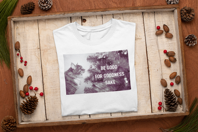 Be Good for Goodness Sake Cat Christmas Graphic Tee