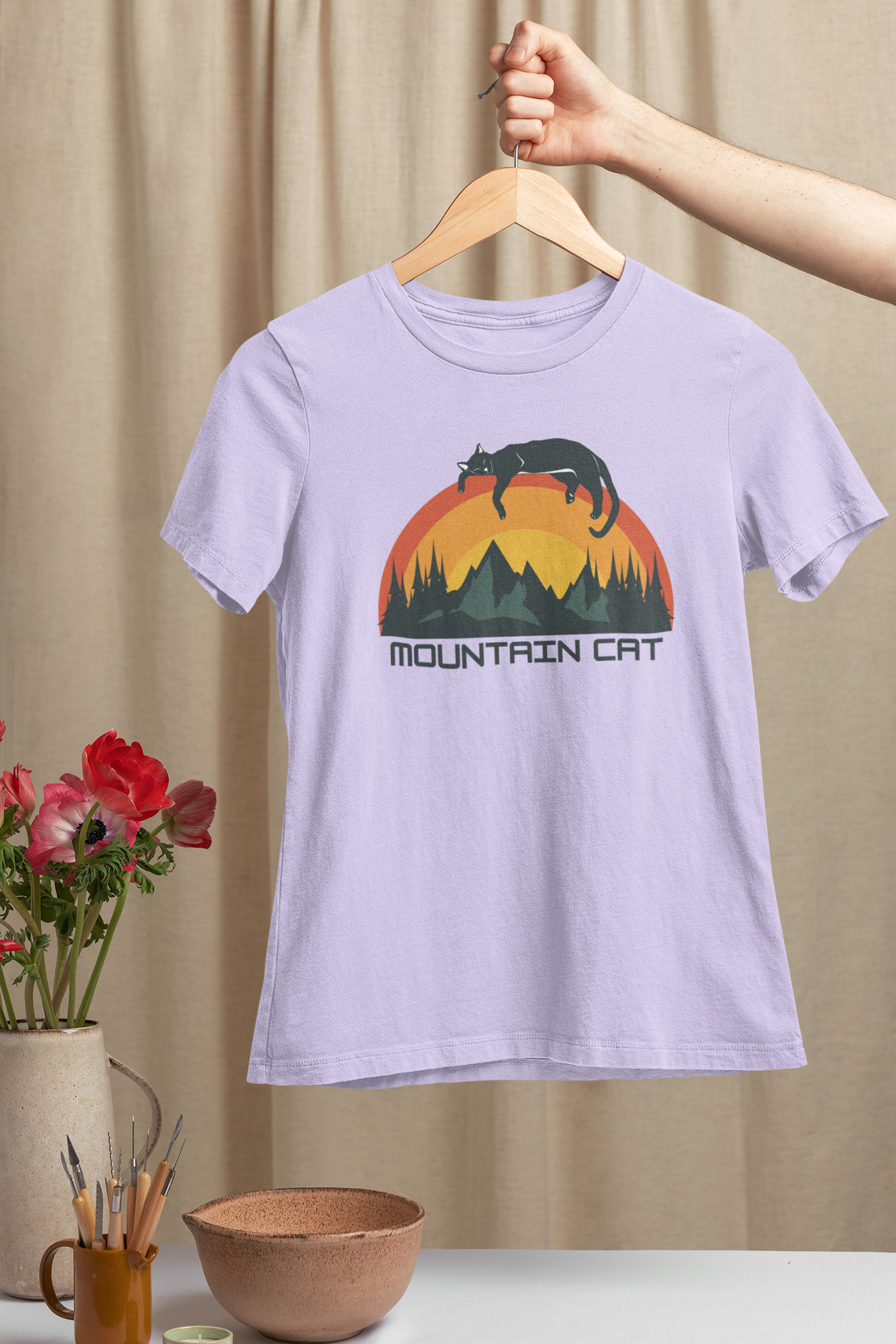 Mountain Cat - Hiking Outdoors - Graphic t-shirt