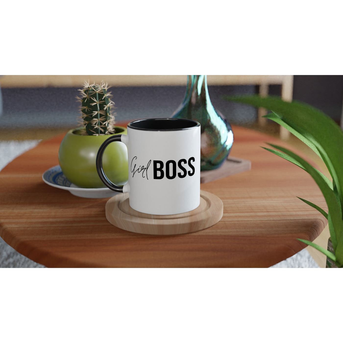 Girl Boss - White 11oz Ceramic Mug with Color Inside - Black