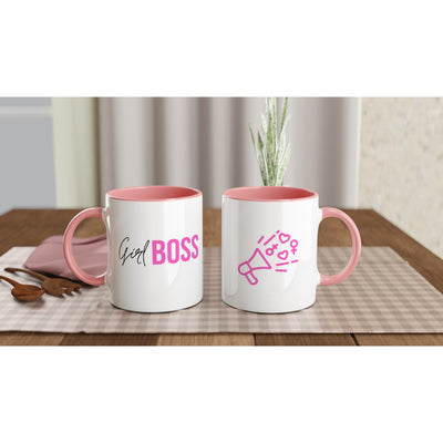 Girl Boss - White 11oz Ceramic Mug with Color Inside