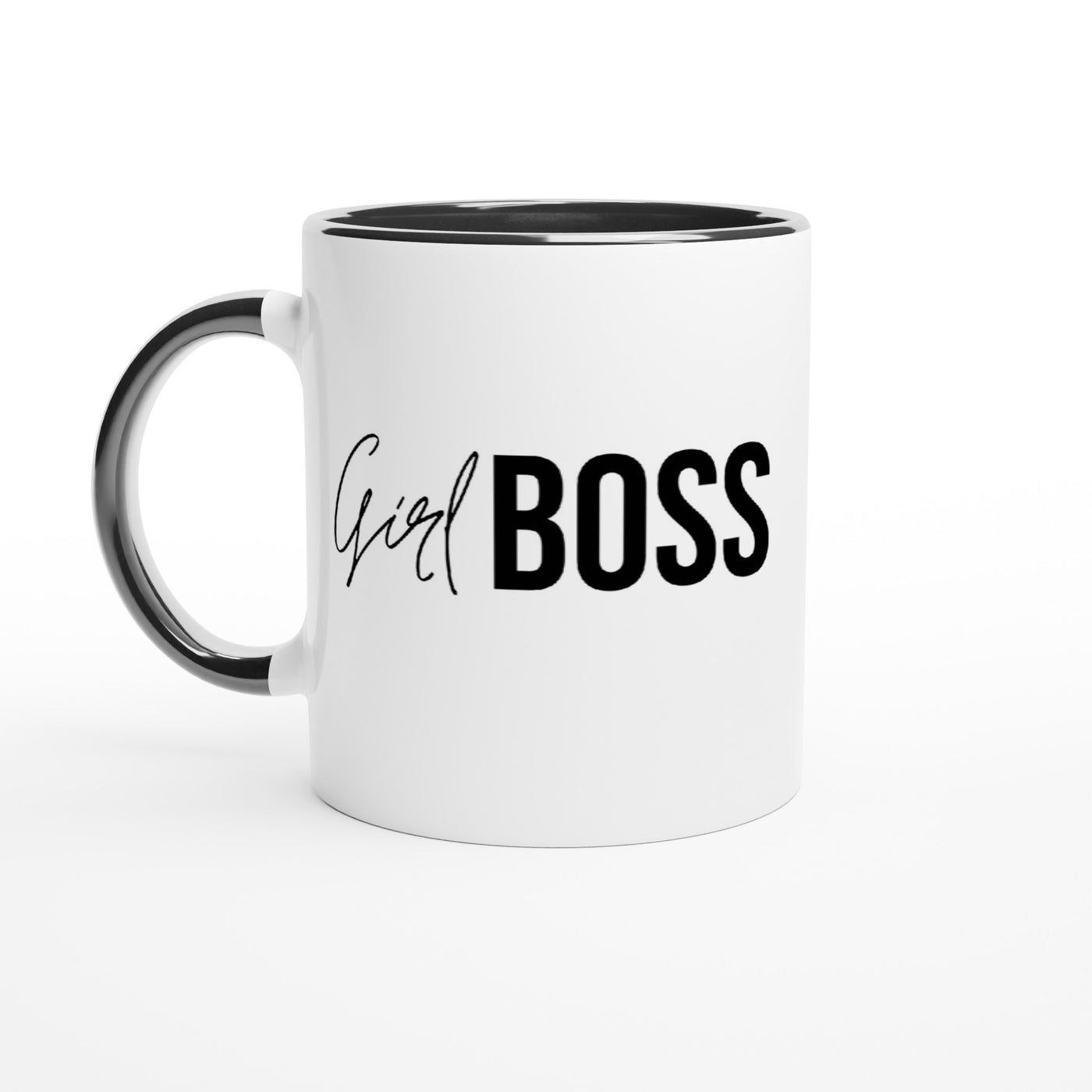 Girl Boss - White 11oz Ceramic Mug with Color Inside - Black